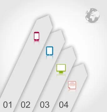 Set labels with simple gadgets infographic icons Illustrazione stock