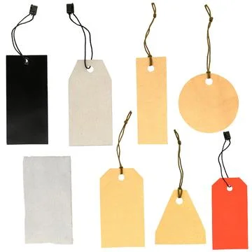 Set of labels of various shapes on a white background Stock Photos