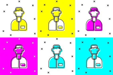 Set Laboratory assistant icon isolated on color background.  Vector Illustrazione stock