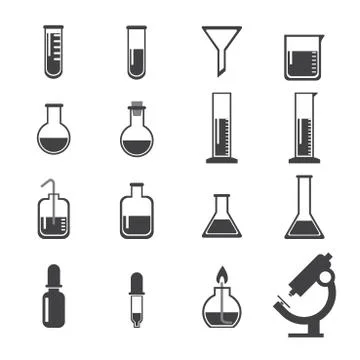 Set of laboratory equipment icon Illustrazione stock