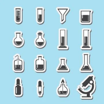 Set of laboratory equipment icon Stock Illustration