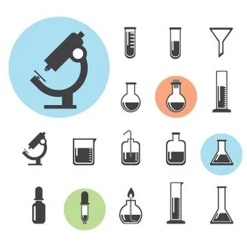 Set of laboratory equipment Stock Illustration