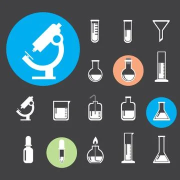 Set of laboratory equipment Stock Illustration