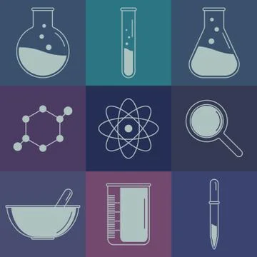 Set of laboratory equipment Stock Illustration