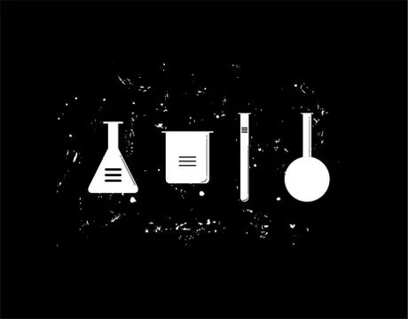 Set Laboratory Flat Icon on black background in vector illustration Stock Illustration