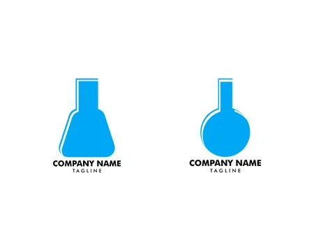Set of Laboratory Glassware Vector Logo Template Design Element Stock Illustration