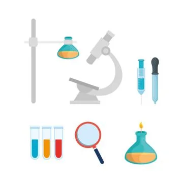 Set of laboratory instruments icons Illustrazione stock
