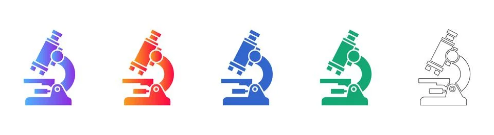 Set of Laboratory Microscope Icons in Multiple Colors Illustrazione stock