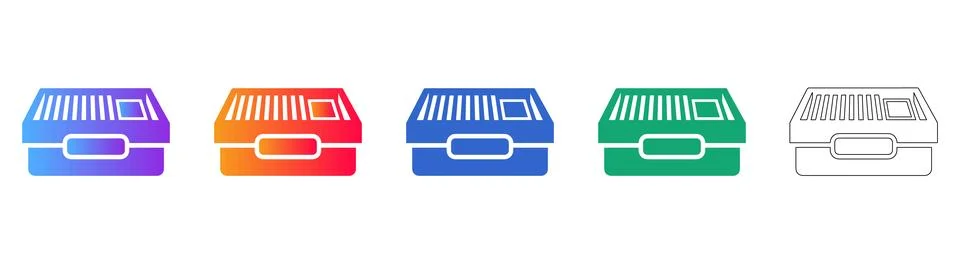 Set of Laboratory Sample Storage Box Icons 库存插图