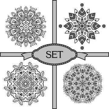 Set with lace ornaments Illustrazione stock