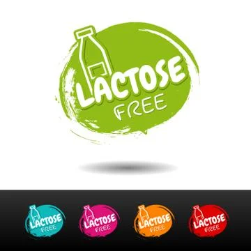 Set of Lactose free badges. Vector hand drawn labels. Stock Illustration