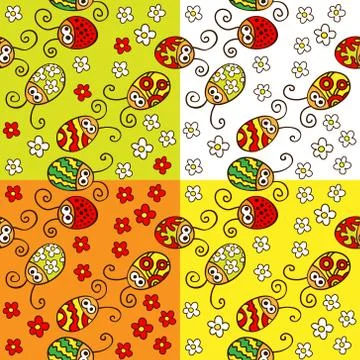 Set of Ladybird Seamless pattern Stock Illustration