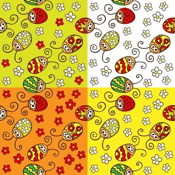 Set of Ladybird Seamless pattern Set of Ladybird Seamless pattern. Vector ... Stock Photos