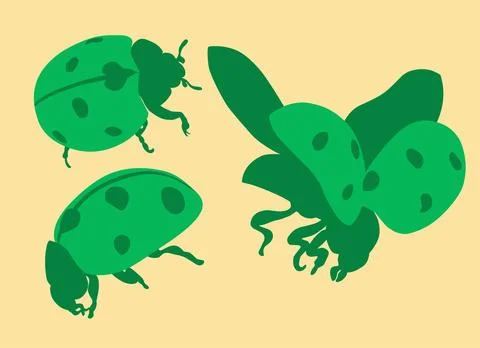 Set ladybug green symbol Illustrazione stock