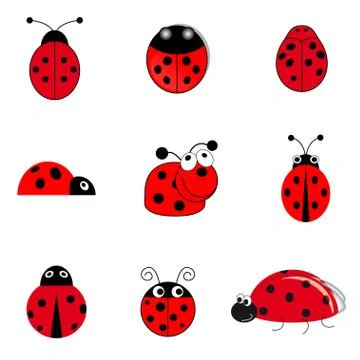 Set of ladybugs Stock Illustration