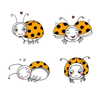 Set of ladybugs Stock Illustration