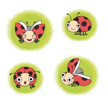 Set of ladybugs Stock Illustration