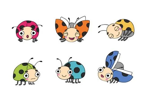 Set of ladybugs Stock Illustration