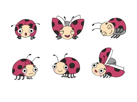Set of ladybugs Stock Illustration
