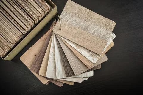 Set of laminated chipboard samples. Stock Photos