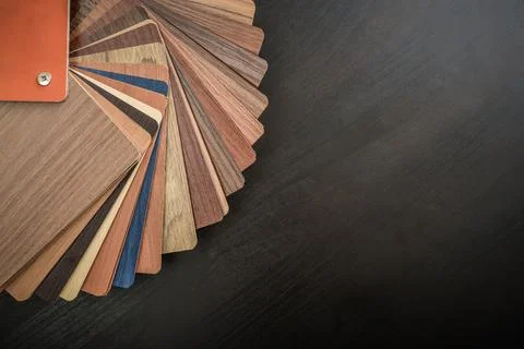 Set of laminated chipboard samples. Stock Photos