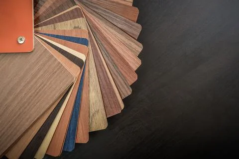 Set of laminated chipboard samples. Stock Photos