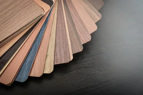 Set of laminated chipboard samples. Stock Photos