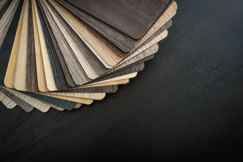 Set of laminated chipboard samples. Stock Photos