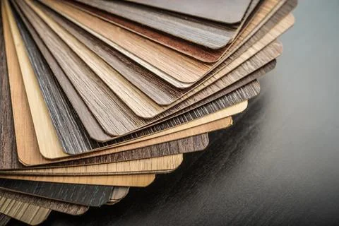 Set of laminated chipboard samples. Stock Photos