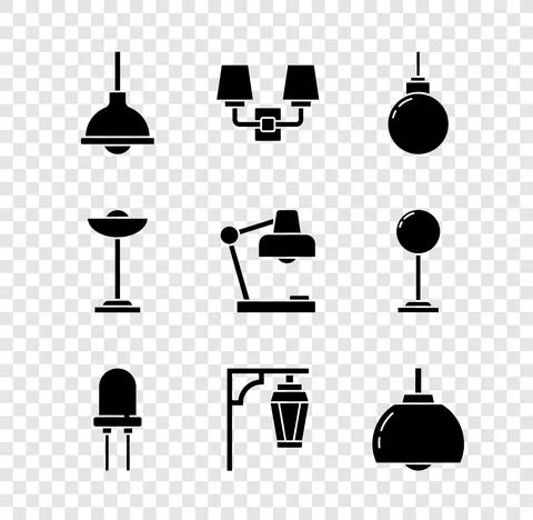 Set Lamp hanging, Wall lamp or sconce, Light emitting diode, Vintage street Stock Illustration