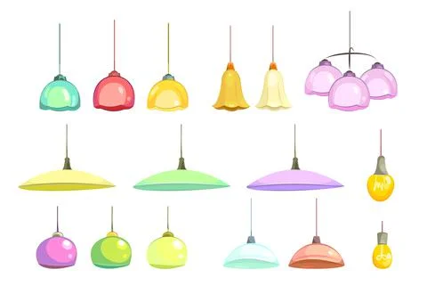 Set lamp isolated on white background. Plafonds for the interior of residential Illustrazione stock