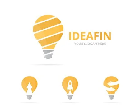 Set of lamp logo combination. Lightbulb symbol or icon. Unique idea logotype Stock Illustration