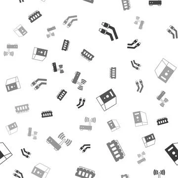 Set LAN cable network internet, RAM, random access memory, Case of computer and Illustrazione stock