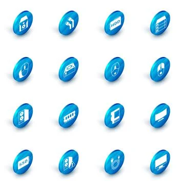 Set LAN cable network internet, Hard disk drive HDD, Server, Data, Web Hosting Illustrazione stock