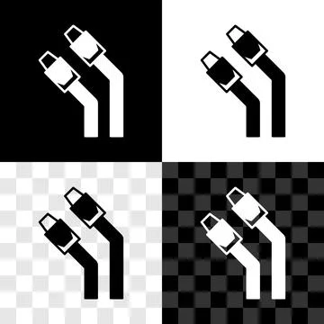 Set LAN cable network internet icon isolated on black and white, transparent 库存插图