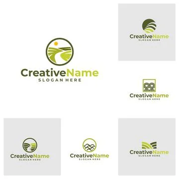 Set of Land logo vector template. Creative Land logo design concepts Illustrazione stock