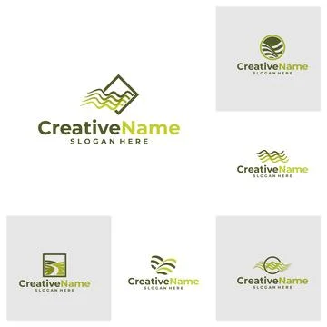 Set of Land logo vector template. Creative Land logo design concepts イラスト素材