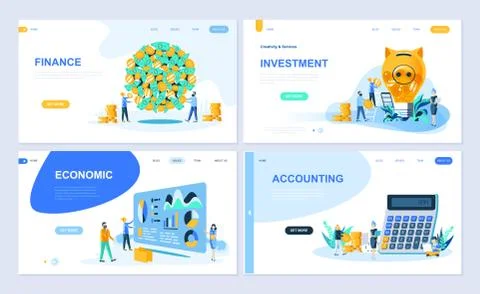 Set of landing page template flat concept Stock Illustration