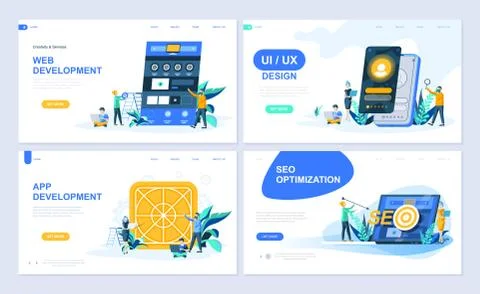 Set of landing page template flat concept Illustrazione stock