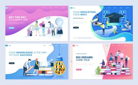 Set of landing page template header Stock Illustration