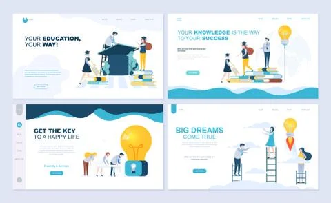 Set of landing page template header Stock Illustration