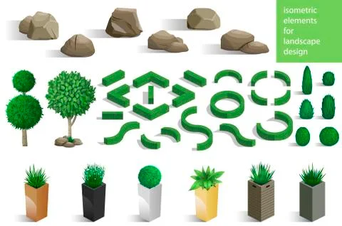 Set of landscape elements Stock Illustration