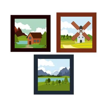 Set of landscape pictures 스톡 일러스트