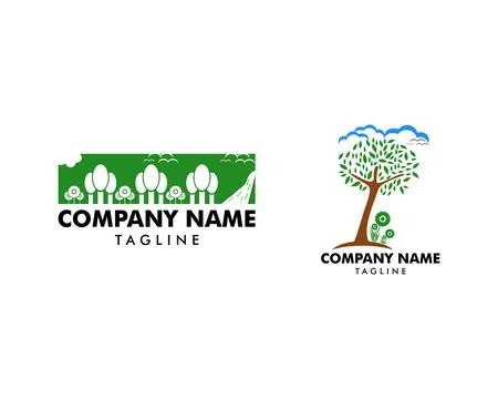 Set of Landscape vector logo design template Stock Illustration