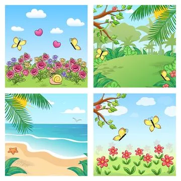 Set of landscapes. Stock Illustration