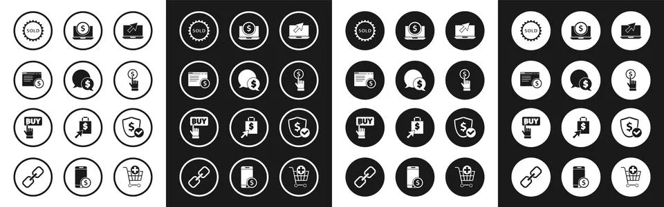 Set Laptop and cursor, Speech bubble with dollar, Online shopping on screen.. Stock Illustration