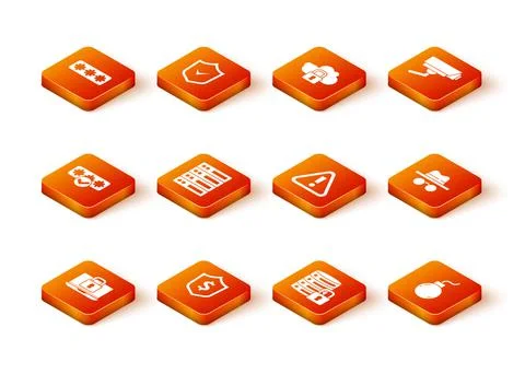 Set Laptop and lock, Shield with dollar, Password protection, Server, Data, Web 库存插图