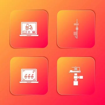 Set Laptop application for smart farm, Standalone sensor, Smart farming Illustrazione stock