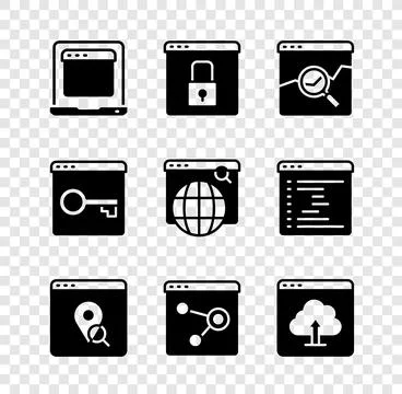 Set Laptop with browser window, Secure your site HTTPS, SSL, Website stocks Illustration
