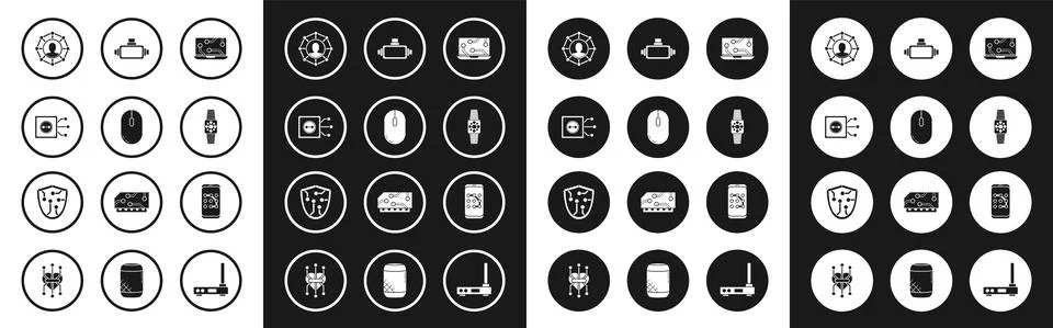 Set Laptop, Computer mouse, Remote control, Project team base, Smartwatch 스톡 일러스트